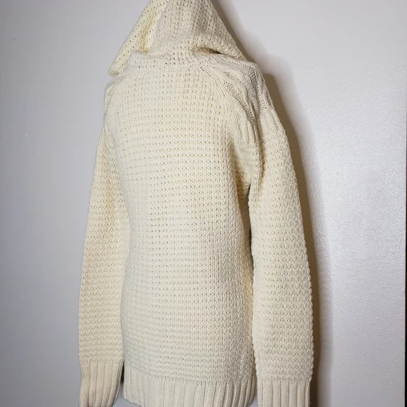 Old Navy Angora Wool Rabbit Cream Sweater Hoodie Textured Tight Knit Comfy Rare